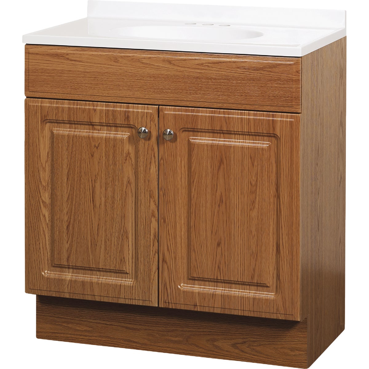 Zenith Zenna Home Oak 30 In. W x 35 In. H x 18 In. D Vanity with White Cultured Marble Top