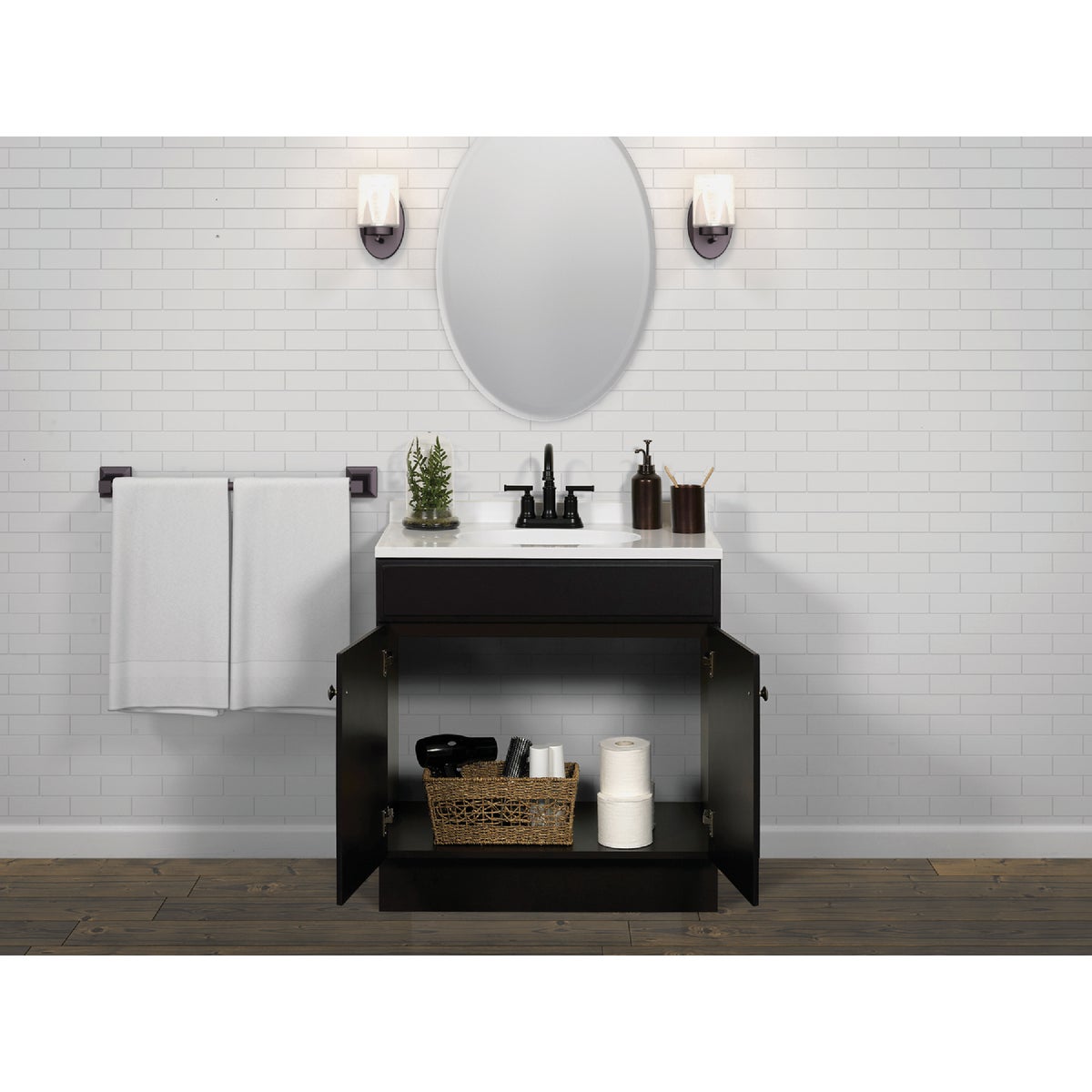 Zenith Zenna Home Espresso 30 In. W x 35 In. H x 18 In. D Vanity with White Cultured Marble Top Image 4