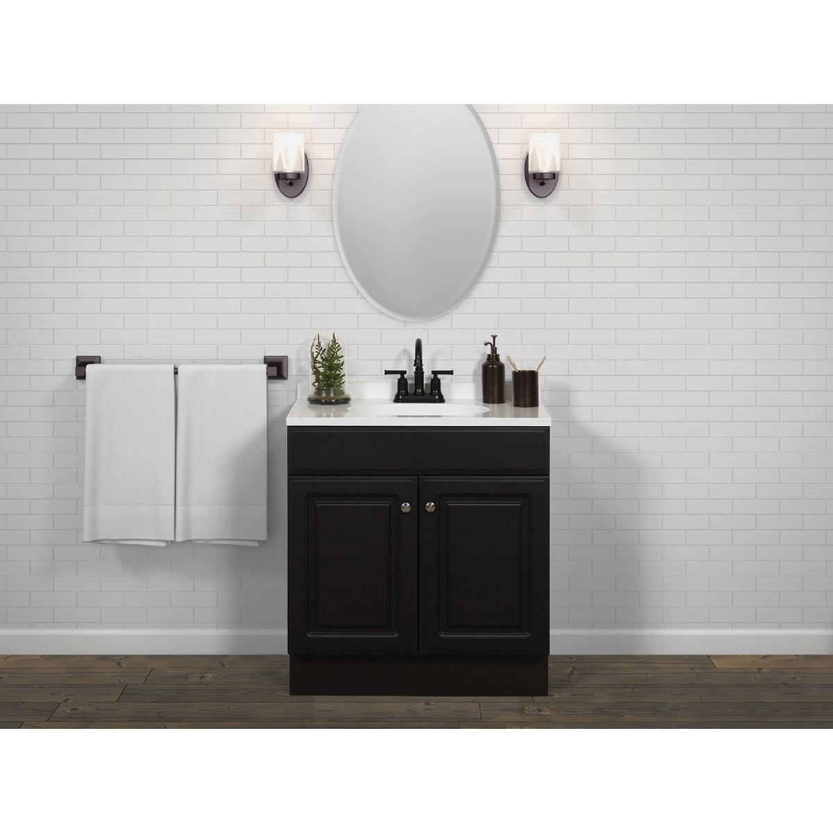 Zenith Zenna Home Espresso 30 In. W x 35 In. H x 18 In. D Vanity with White Cultured Marble Top Image 2