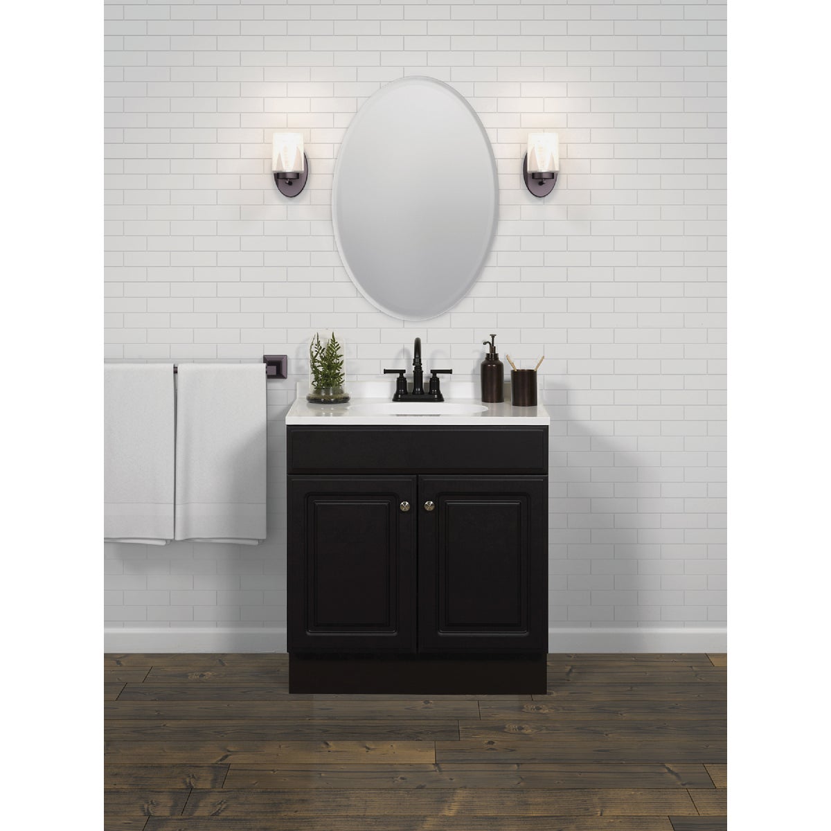 Zenith Zenna Home Espresso 30 In. W x 35 In. H x 18 In. D Vanity with White Cultured Marble Top Image 3