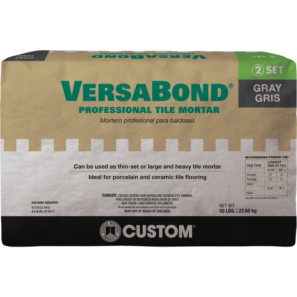 Custom Building Products VersaBond 50 Lb. Gray Fortified Thin-Set Mortar