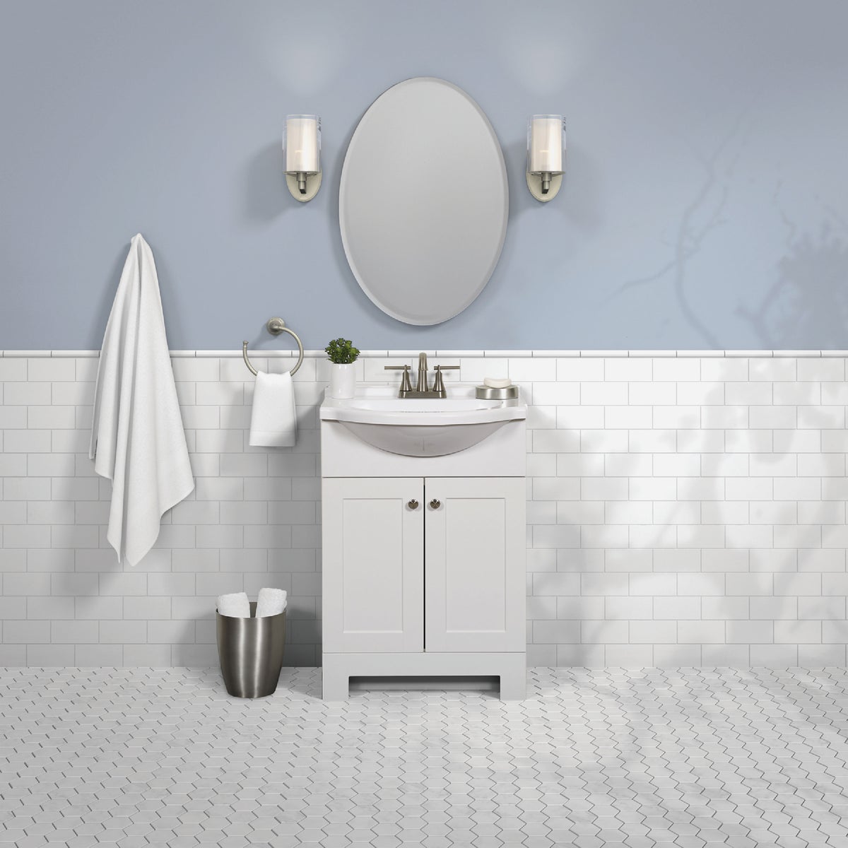 Zenith Zenna Home White 24 In. W x 35 In. H x 12 In. D Euro Vanity with White Cultured Marble Top Image 2