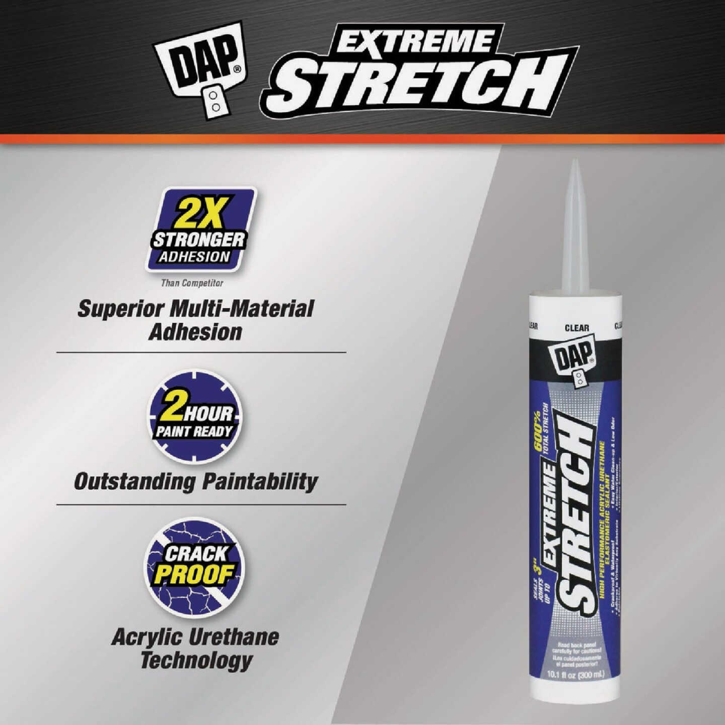 Dap Extreme Stretch 10.1 Oz. Clear Acrylic Urethane Premium Elastomeric Sealant Image 2