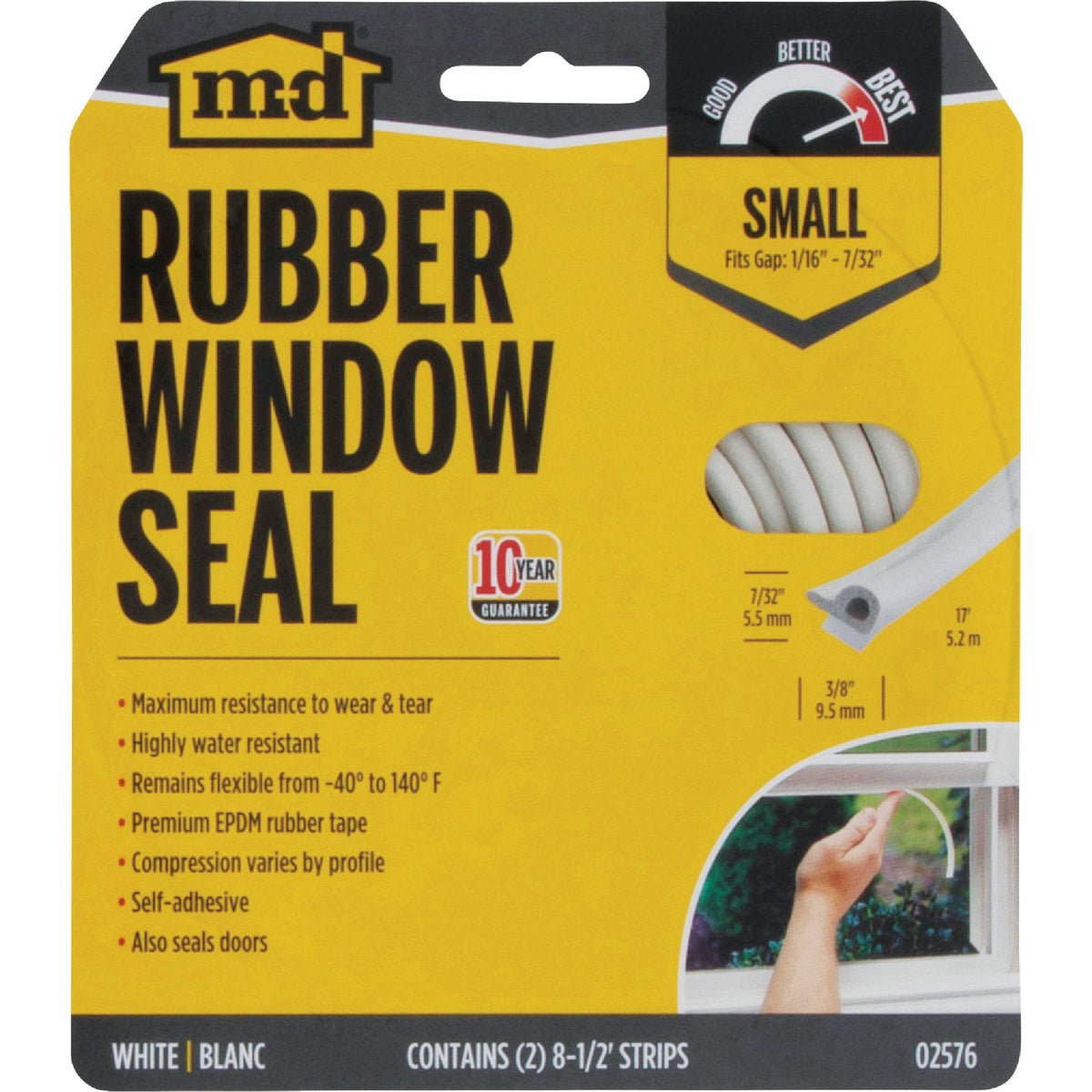 M-D Building Products 7/32 In. x 3/8 In. x 17 In. White Premium Rubber Window Seal for Small Gaps Image 4