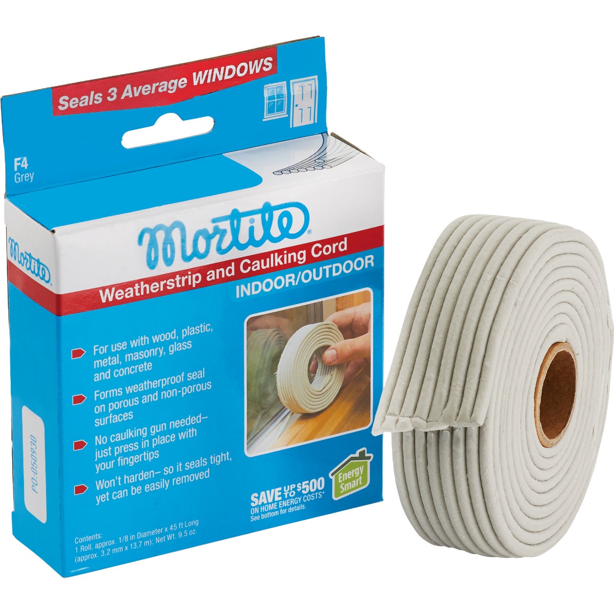 Mortite Gray Weatherstrip & Caulking Cord, 45 Ft.