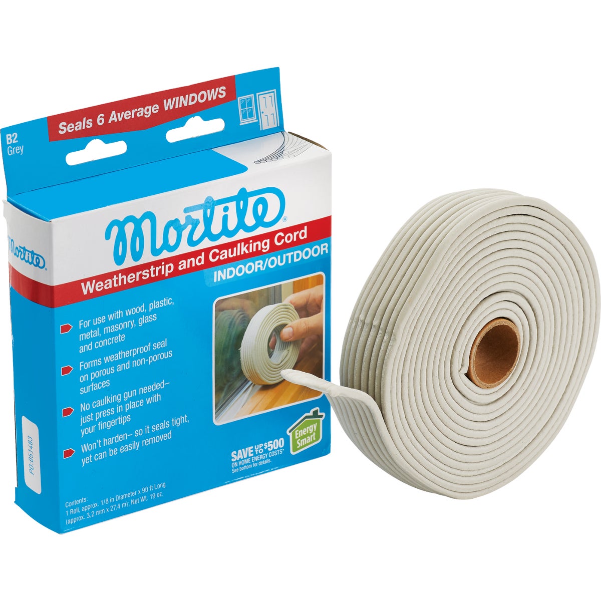 Mortite Gray Weatherstrip & Caulking Cord, 90 Ft.