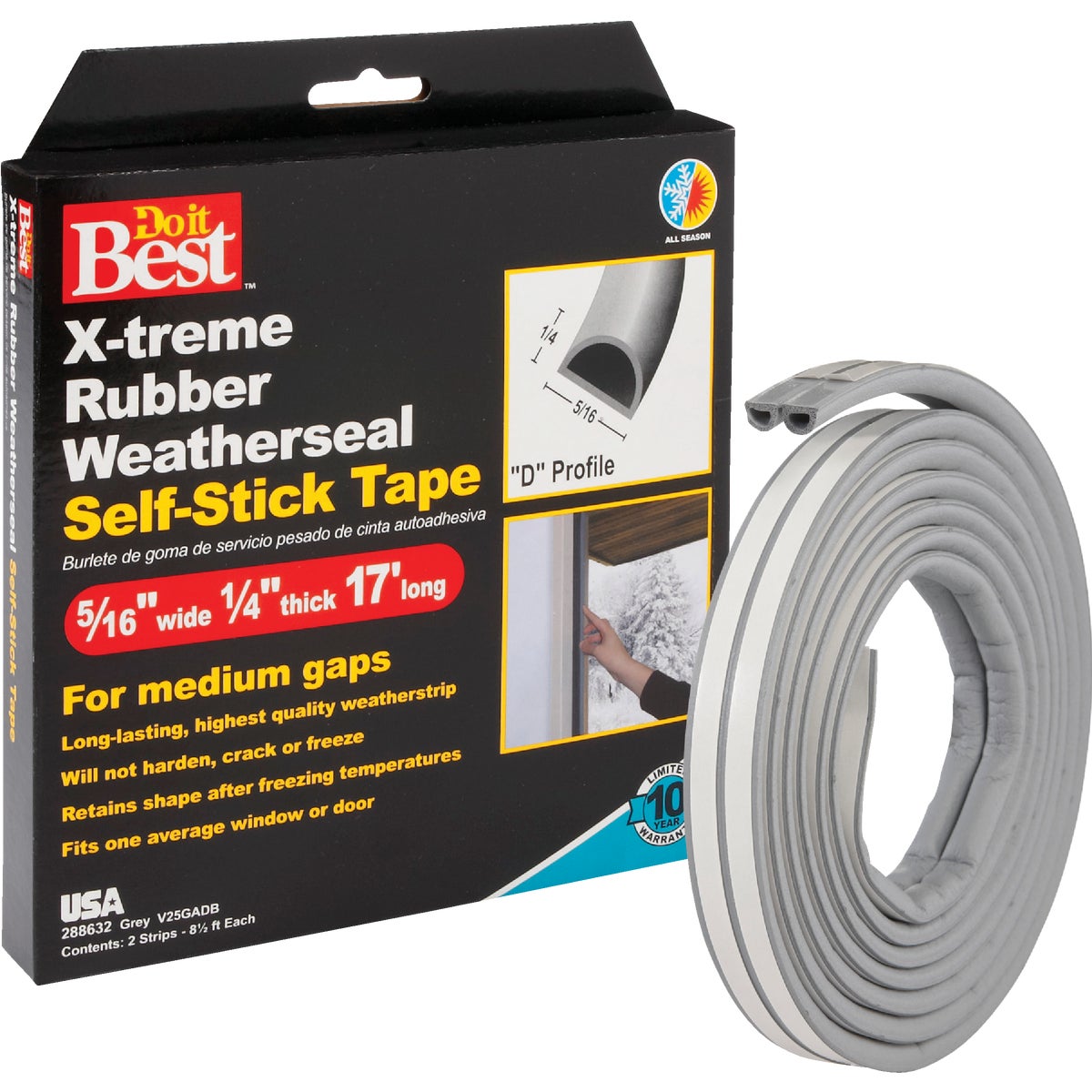 Do it Best 17 Ft. 5/16 In. Grey Rubber Weatherstrip