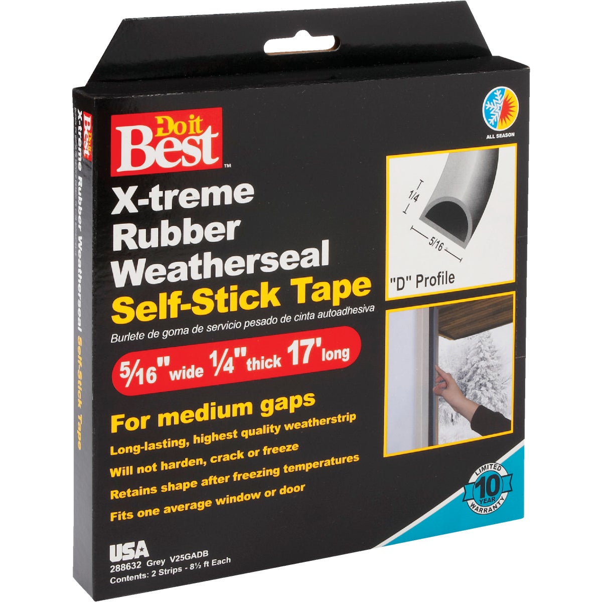 Do it Best 17 Ft. 5/16 In. Grey Rubber Weatherstrip Image 4