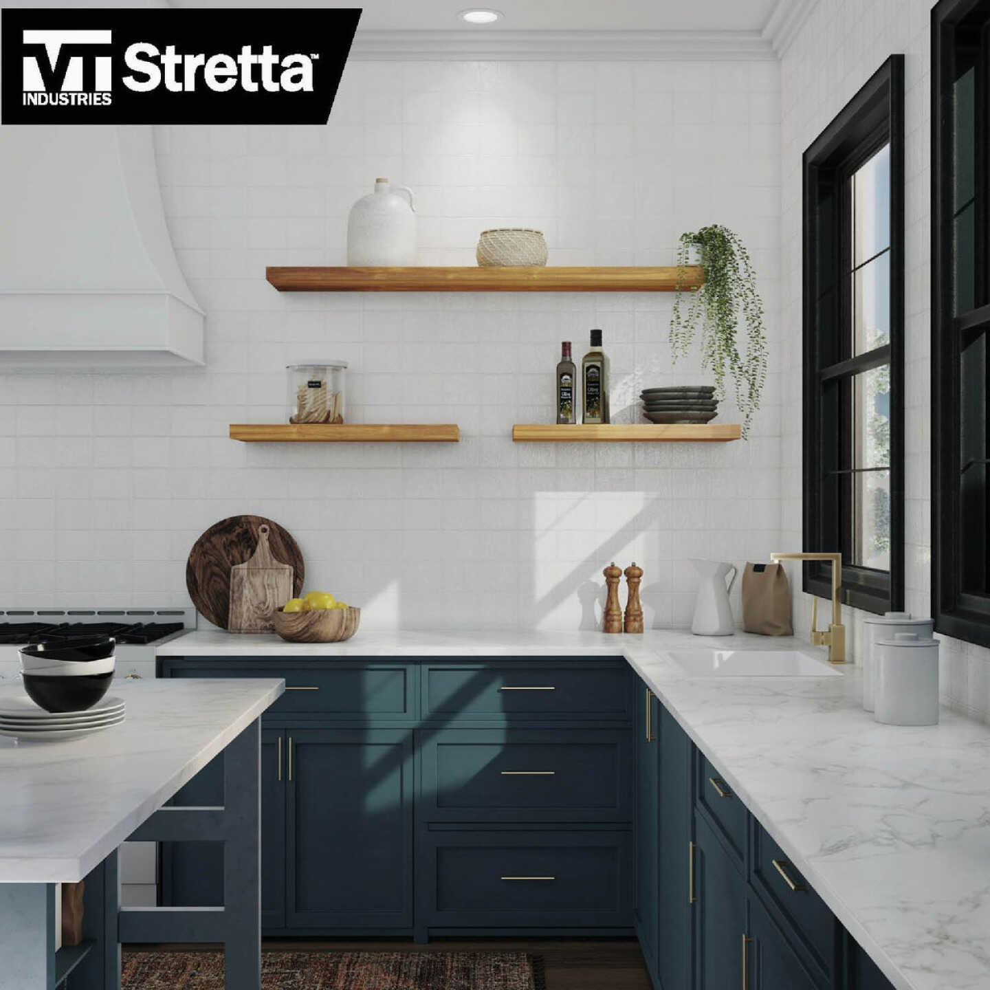 VT Industries Stretta 6 Ft. Left Hand Laminate White Marble Countertop Image 4