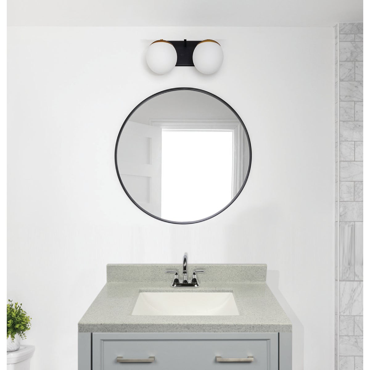 Modular Vanity Tops 31 In. W x 22 In. D Pewter Cultured Marble Vanity Top with Rectangular Wave Bowl Image 2