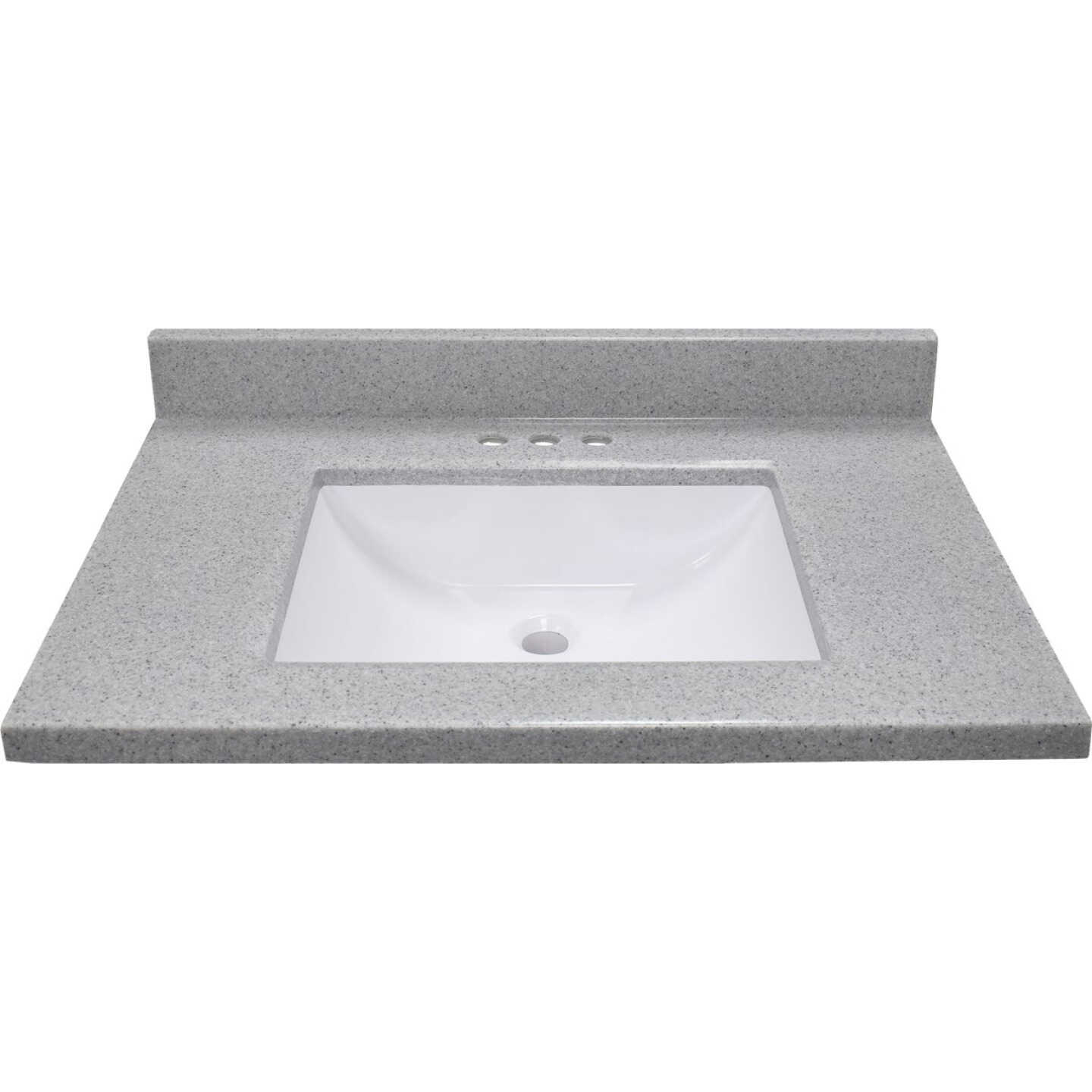 Modular Vanity Tops 31 In. W x 22 In. D Pewter Cultured Marble Vanity Top with Rectangular Wave Bowl Image 3