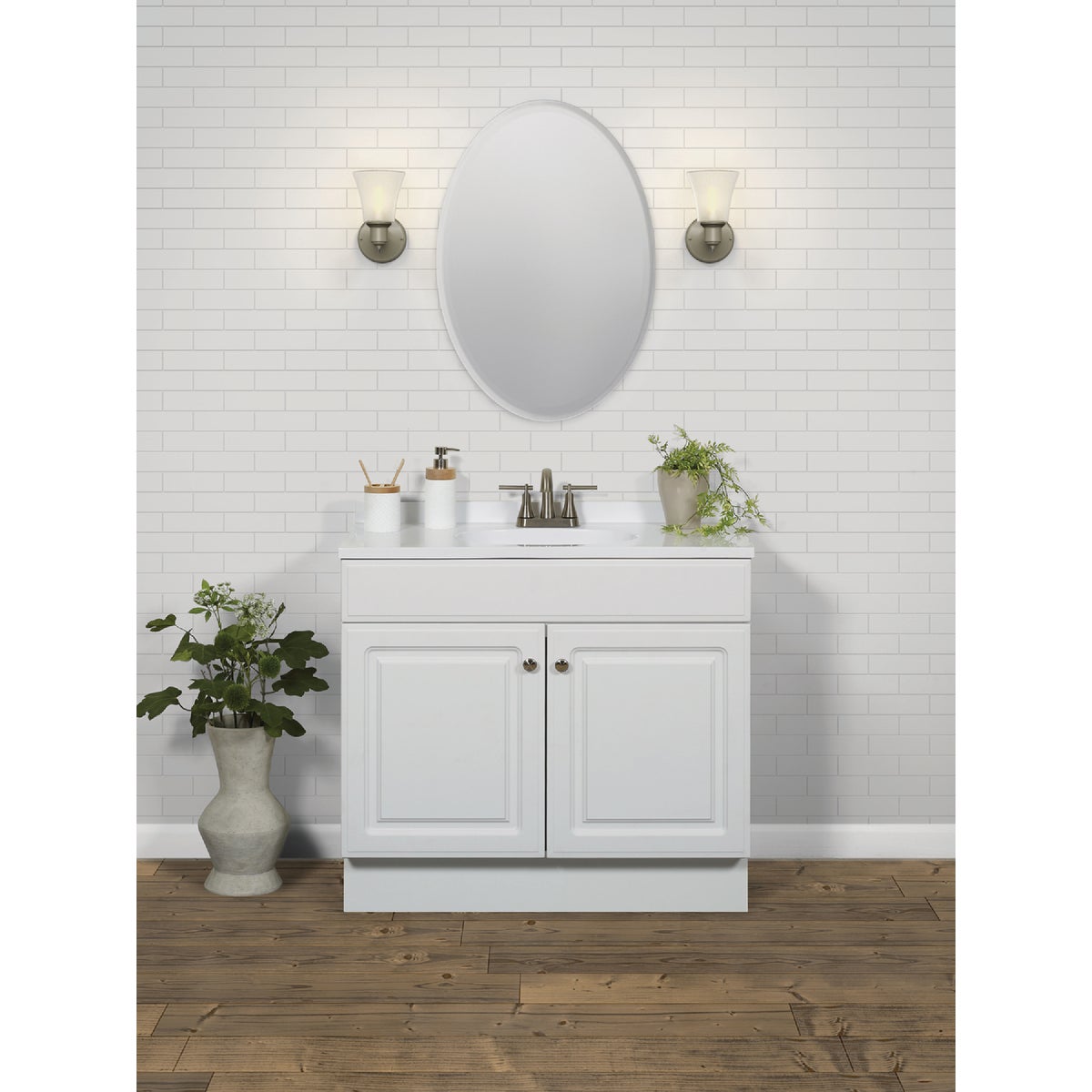 Zenith Zenna Home White 36 In. W x 35 In. H x 18 In. D Vanity with White Cultured Marble Top Image 4