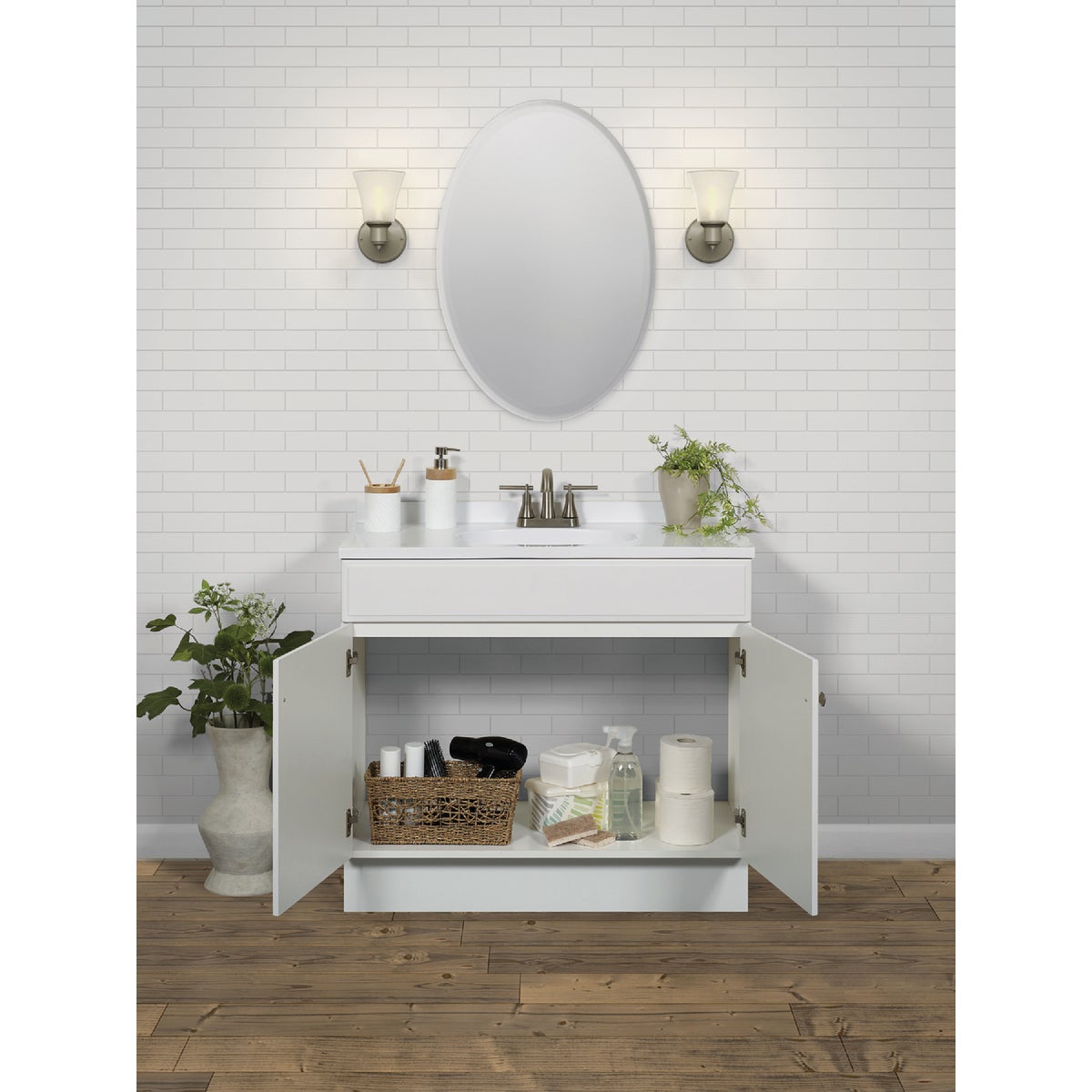 Zenith Zenna Home White 36 In. W x 35 In. H x 18 In. D Vanity with White Cultured Marble Top Image 5