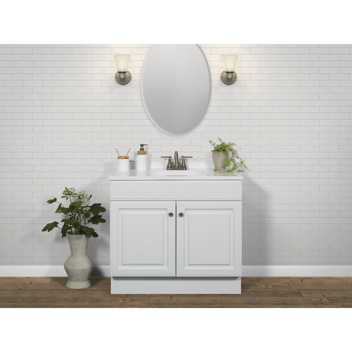 Zenith Zenna Home White 36 In. W x 35 In. H x 18 In. D Vanity with White Cultured Marble Top Image 3