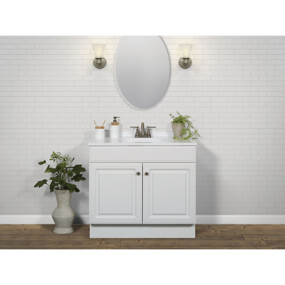 Zenith Zenna Home White 36 In. W x 35 In. H x 18 In. D Vanity with White Cultured Marble Top Image 2