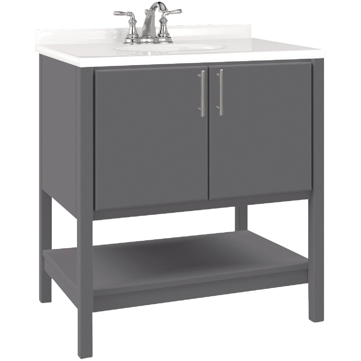 Bertch Essence 30 In. W x 34-1/2 In. H x 21 In. D Graphite Furniture Style Vanity Base without Top, 2 Door