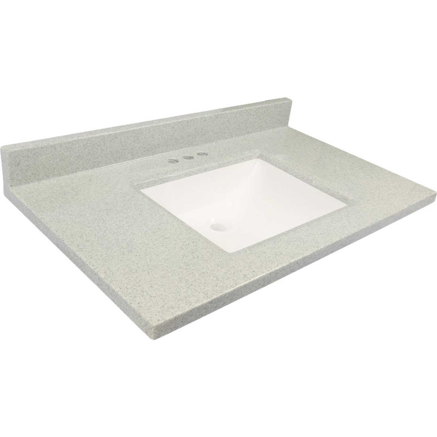 Modular Vanity Tops 37 In. W x 22 In. D Pewter Cultured Marble Vanity Top with Rectangular Wave Bowl Image 1