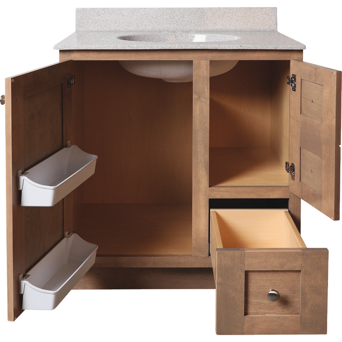 Bertch Storage Solutions 30 In. x 34-1/2 In. H x 21 In. D Driftwood Vanity Base without Top, 2 Door/1 Drawer Image 3