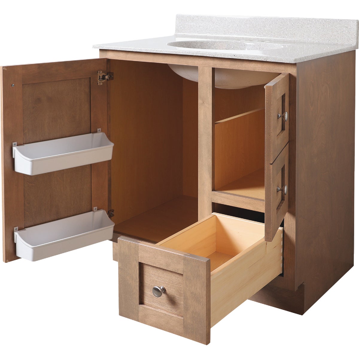 Bertch Storage Solutions 30 In. x 34-1/2 In. H x 21 In. D Driftwood Vanity Base without Top, 2 Door/1 Drawer Image 2