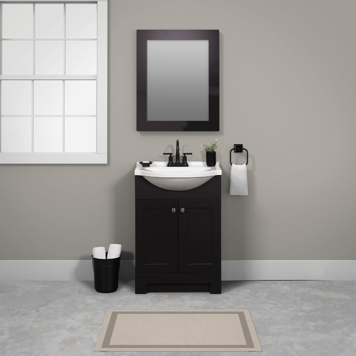 Zenith Zenna Home Espresso 24 In. W x 35 In. H x 18 In. D Euro Vanity with White Cultured Marble Top Image 2