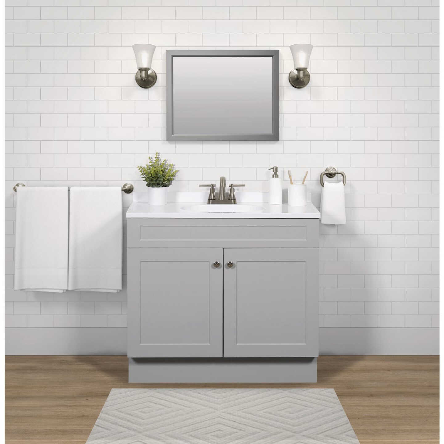 Zenna Home 20 In. x 25 In. Dove Gray Framed Wall Mirror Image 4