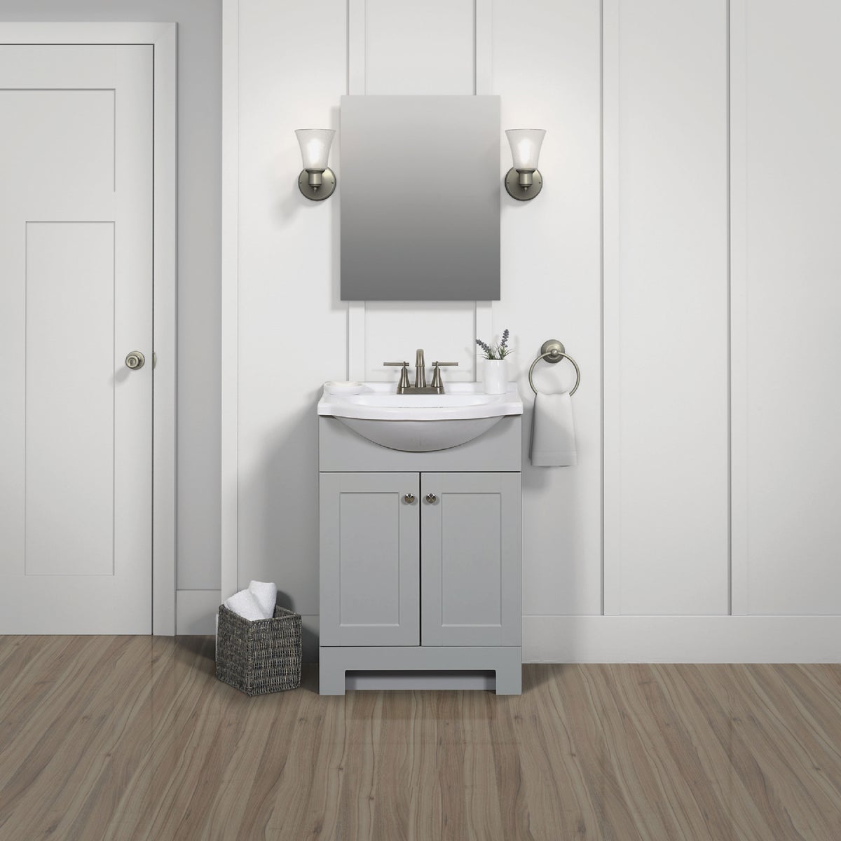 Zenith Zenna Home Cool Gray 24 In. W x 35 In. H x 18 In. D Euro Vanity with White Cultured Marble Top Image 2