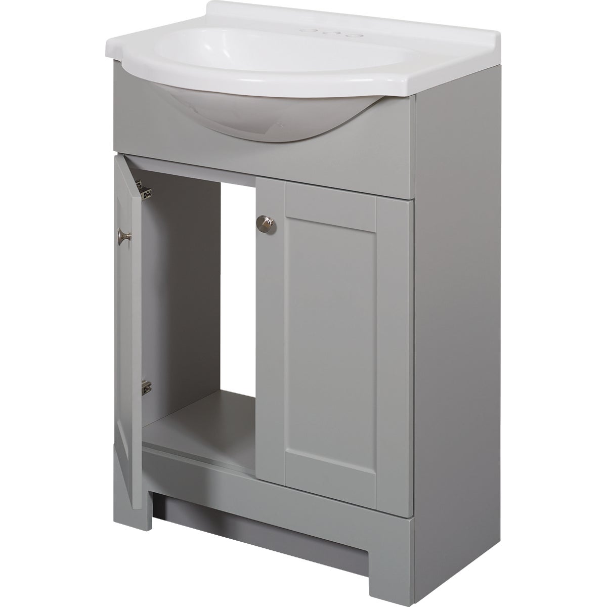 Zenith Zenna Home Cool Gray 24 In. W x 35 In. H x 18 In. D Euro Vanity with White Cultured Marble Top Image 3