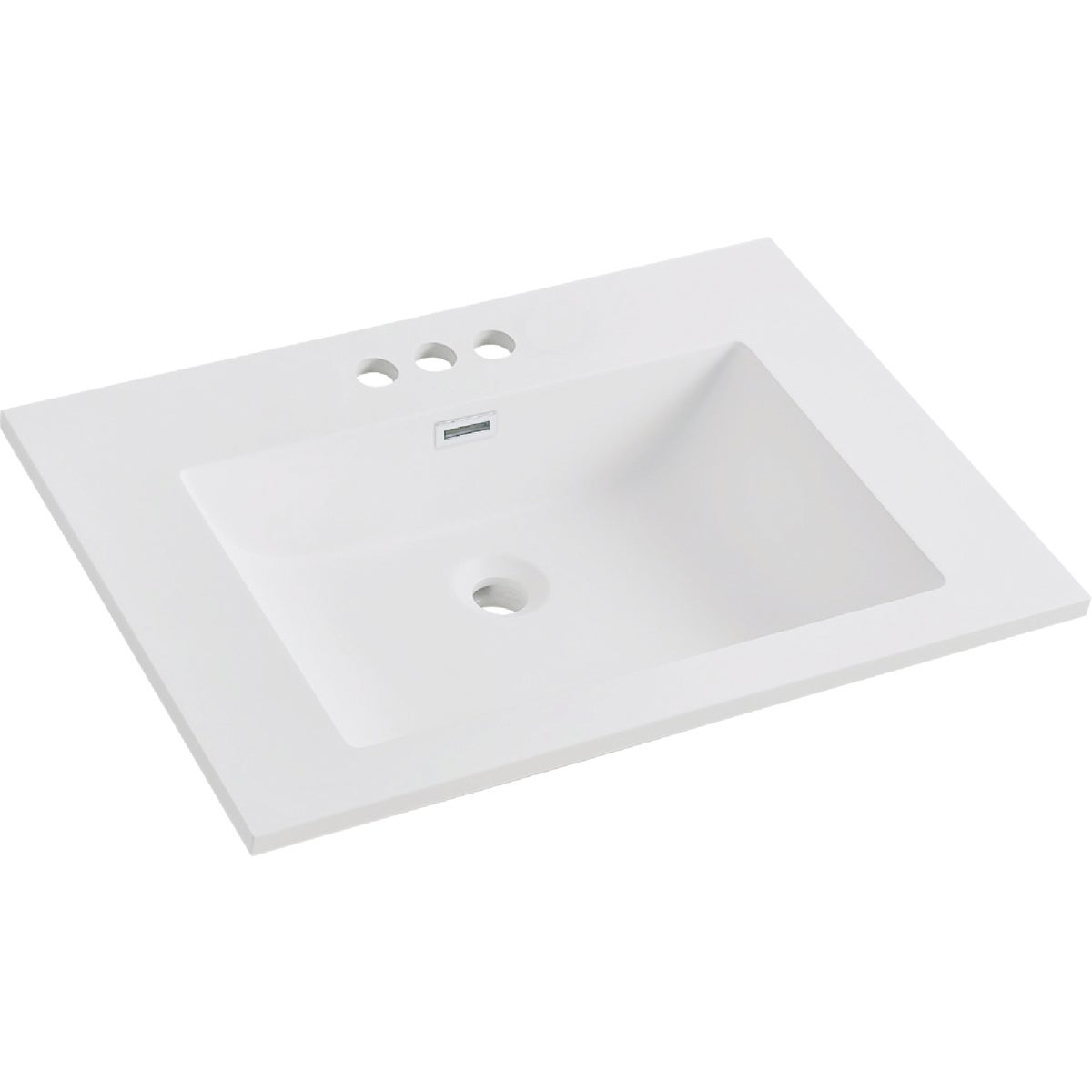 CraftMark 25 In. x 22 In. Cultured Marble Solid High Gloss White Vanity Top with Wave Bowl