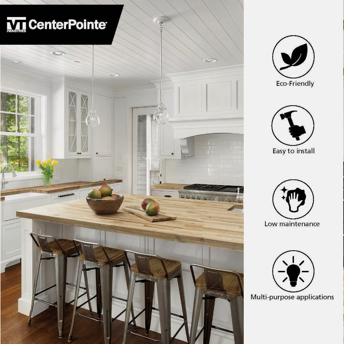 VT Industries CenterPointe 74 In. L x 39 In. D x 1.5 In. T Unfinished Acacia Wood Butcher Block Island Countertop with Square Edge Image 2