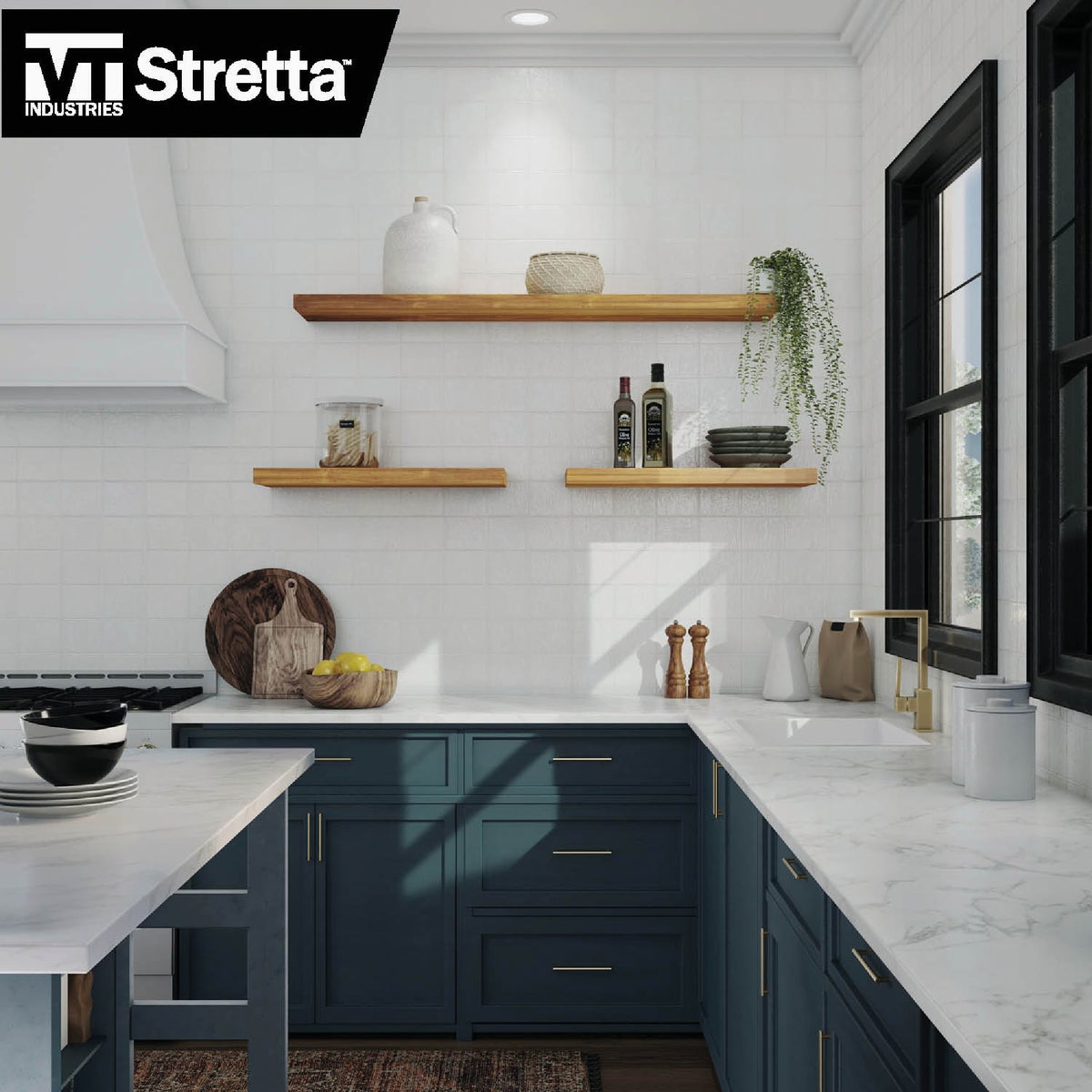 VT Industries Stretta 6 Ft. Right Hand Laminate White Marble Countertop Image 4