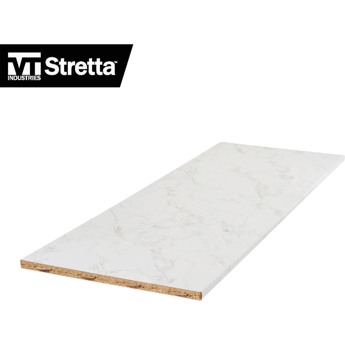 VT Industries Stretta 10 Ft. Left Hand Laminate White Marble Countertop Image 6