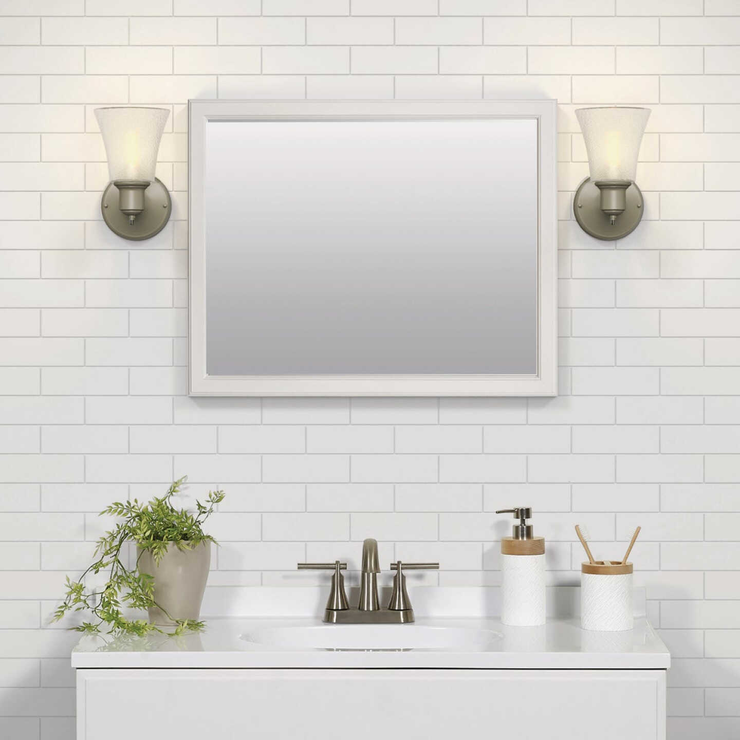 Zenna Home 20 In. x 25 In. White Framed Wall Mirror Image 2