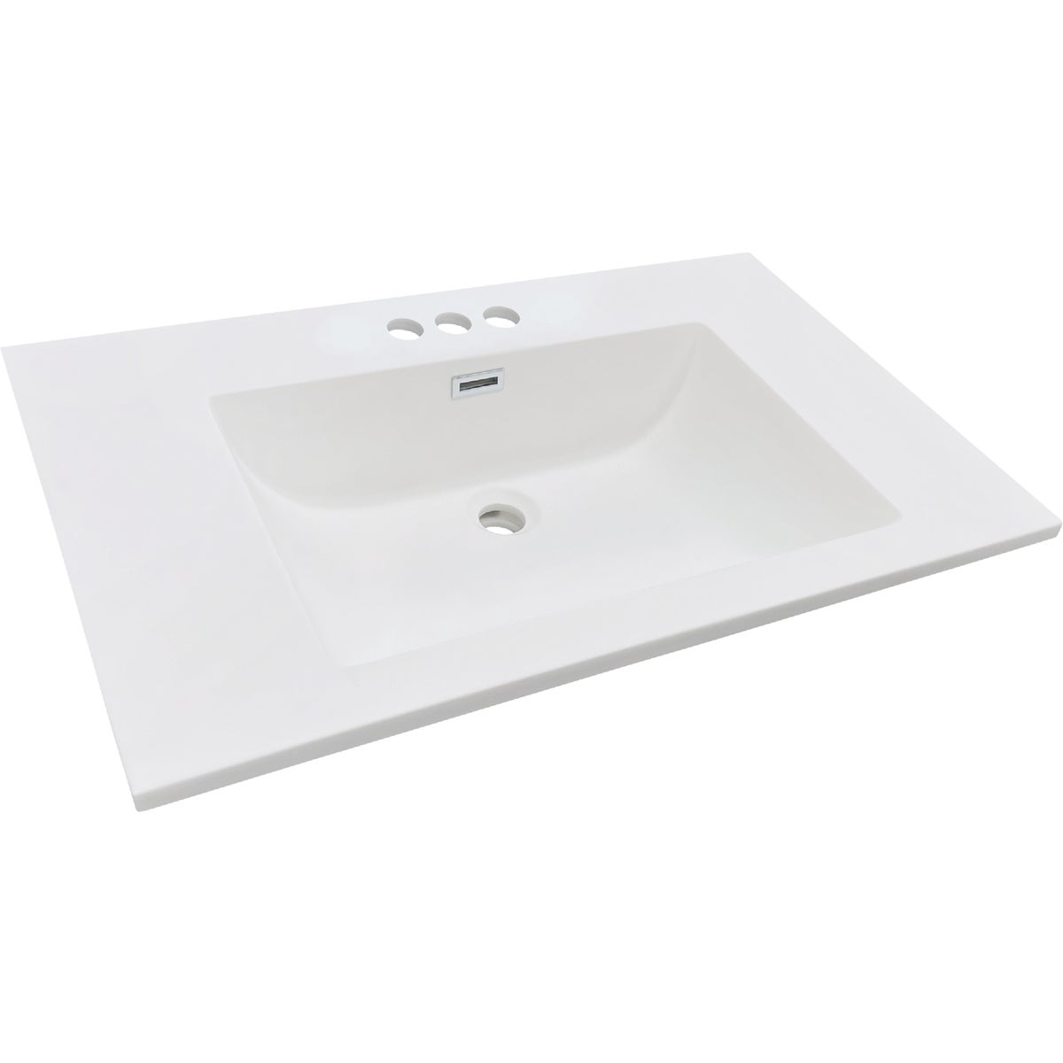 CraftMark 37 In. x 22 In. Cultured Marble Solid High Gloss White Vanity Top with Wave Bowl