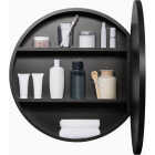 Zenna Home Designer Series Black 23.6 In. W x 23.6 In. H x 5 In. D Single Mirror Surface Mount Round Framed Medicine Cabinet Image 2