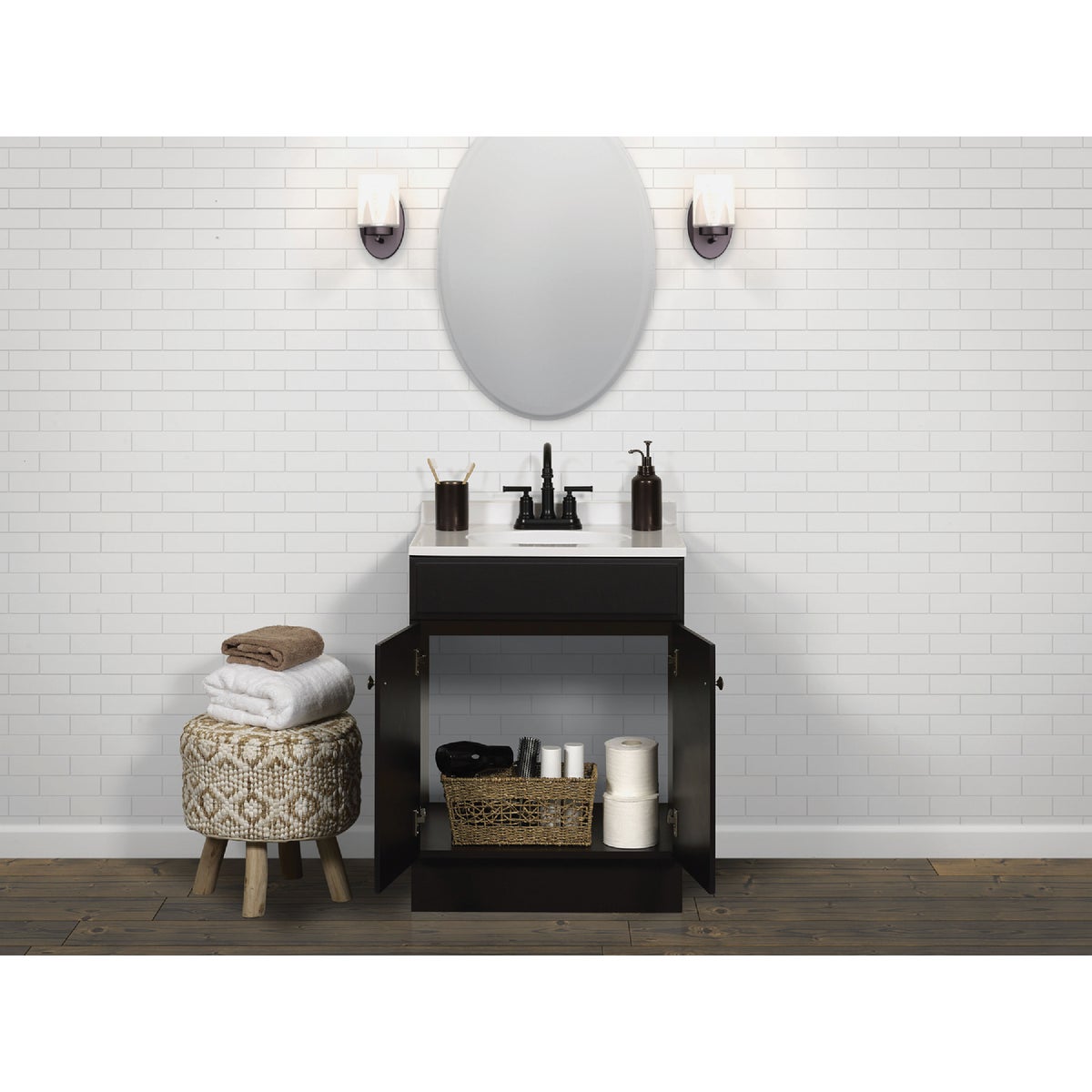 Zenith Zenna Home Espresso 36 In. W x 35 In. H x 18 In. D Vanity with White Cultured Marble Top Image 4