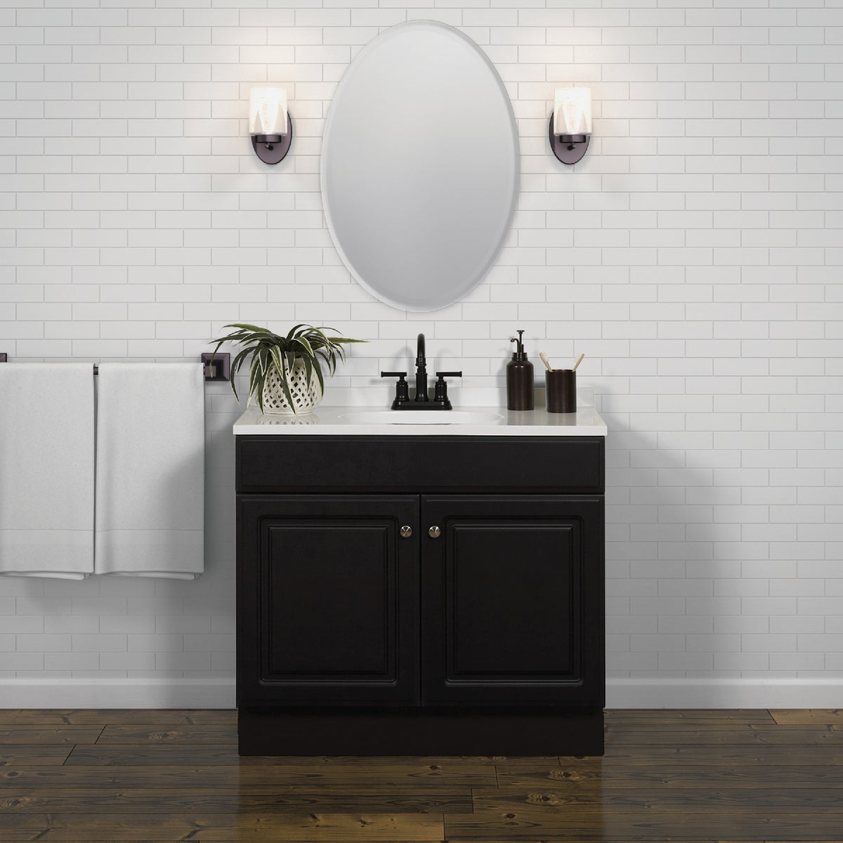 Zenith Zenna Home Espresso 36 In. W x 35 In. H x 18 In. D Vanity with White Cultured Marble Top Image 2