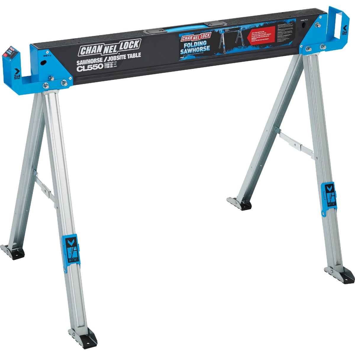 Channellock 46-1/2 In. L Steel Folding Sawhorse, 1100 Lb. Capacity
