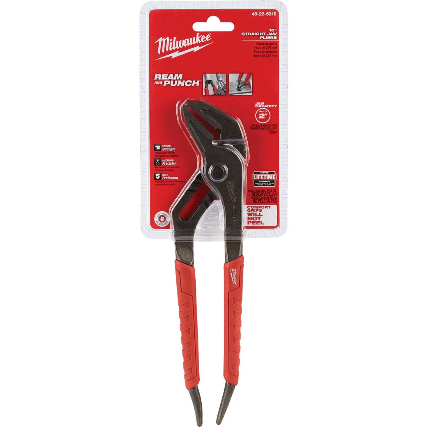 Milwaukee 10 In. Comfort Grip Straight Jaw Groove Joint Pliers Image 1