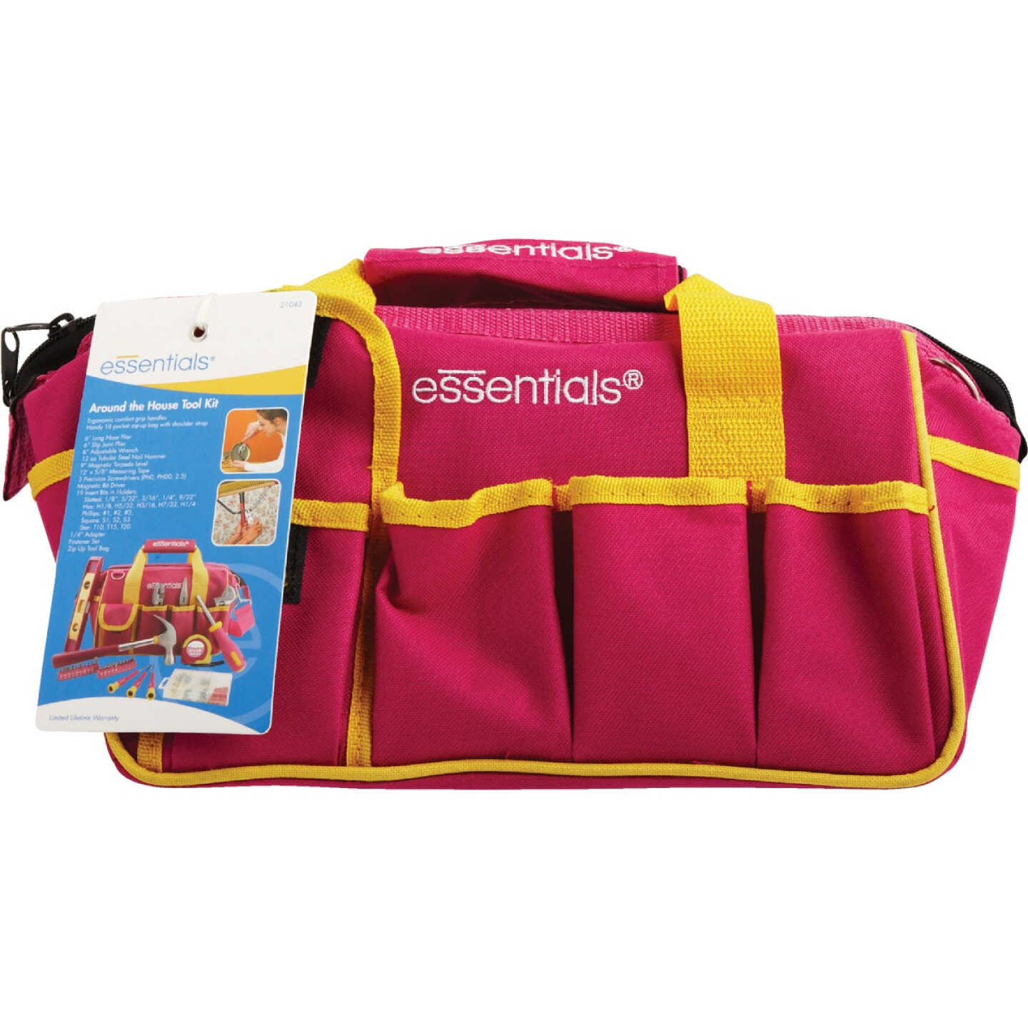 Essentials Around-the-House Homeowner's Tool Set with Pink Tool Bag (32-Piece) Image 2