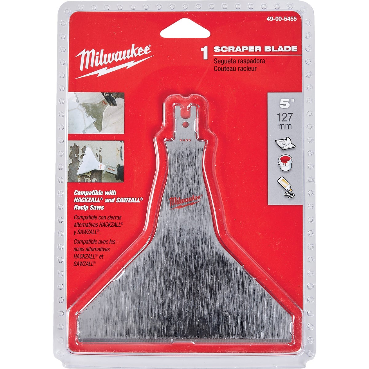 Milwaukee 5 In. Reciprocating Saw Scraper Blade Image 2