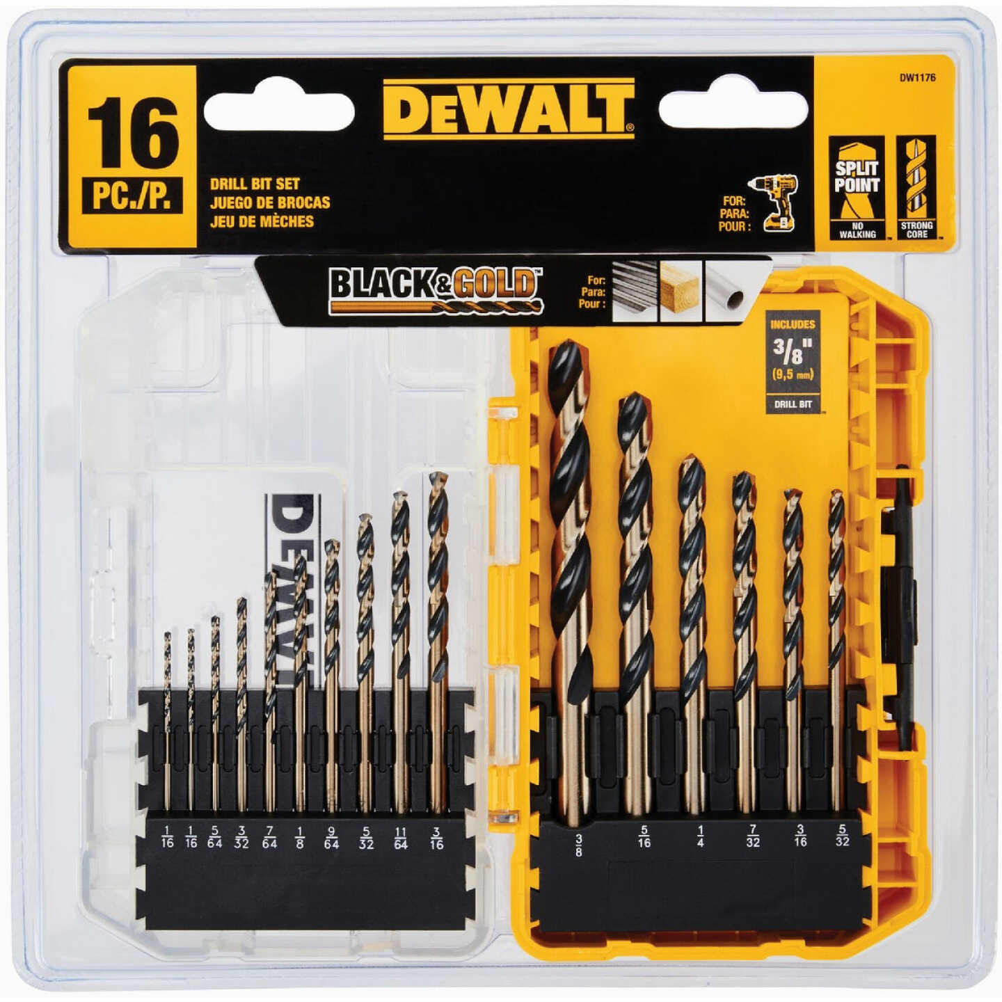 DEWALT 16-Piece Black Oxide Drill Bit Set, 1/16 In. thru 3/8 In. Image 2
