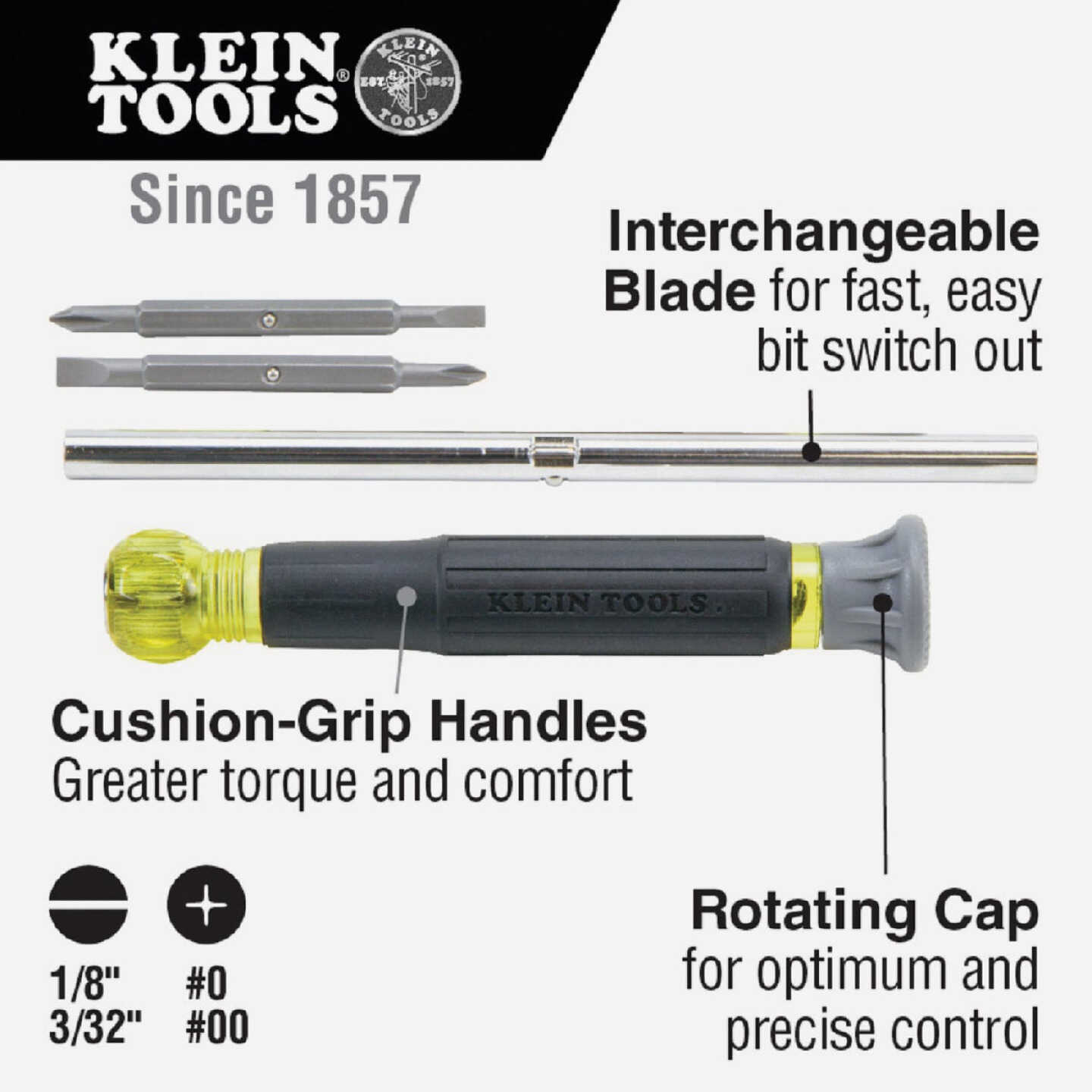 Klein 4-in-1 Electronics Precision Screwdriver with Rotating Cap Image 4