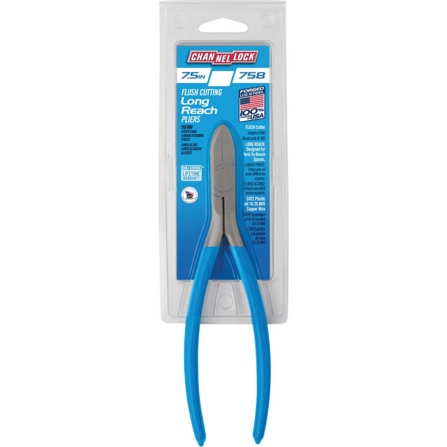 Channellock 7-1/2 In. Flush Cutter Diagonal Cutting Pliers Image 2