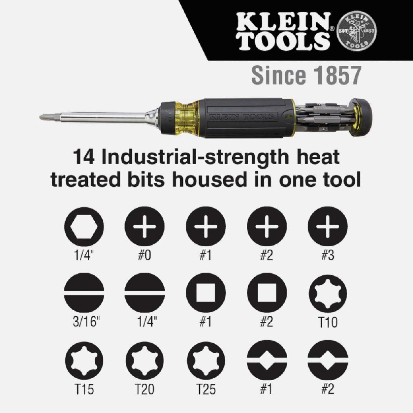 Klein 15-In-1 Multi-Bit Ratcheting Screwdriver/Nut Driver Image 7
