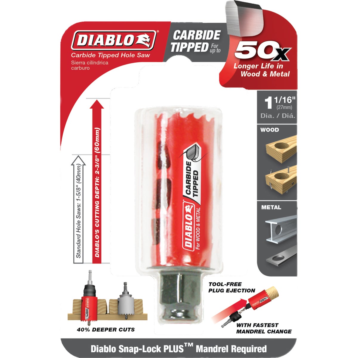 Diablo 1-1/16 In. Carbide-Tipped Hole Saw Image 2