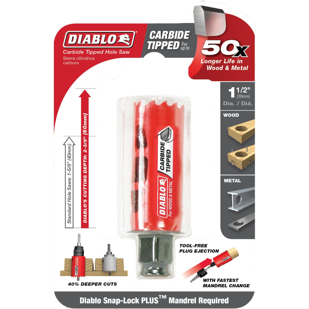 Diablo 1-1/2 In. Carbide-Tipped Hole Saw Image 2