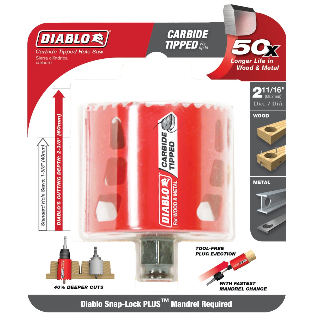 Diablo 2-11/16 In. Carbide-Tipped Hole Saw Image 2