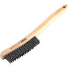 Forney 13-3/4 In. Curved Wood Handle Wire Brush with Carbon Steel Bristles Image 1
