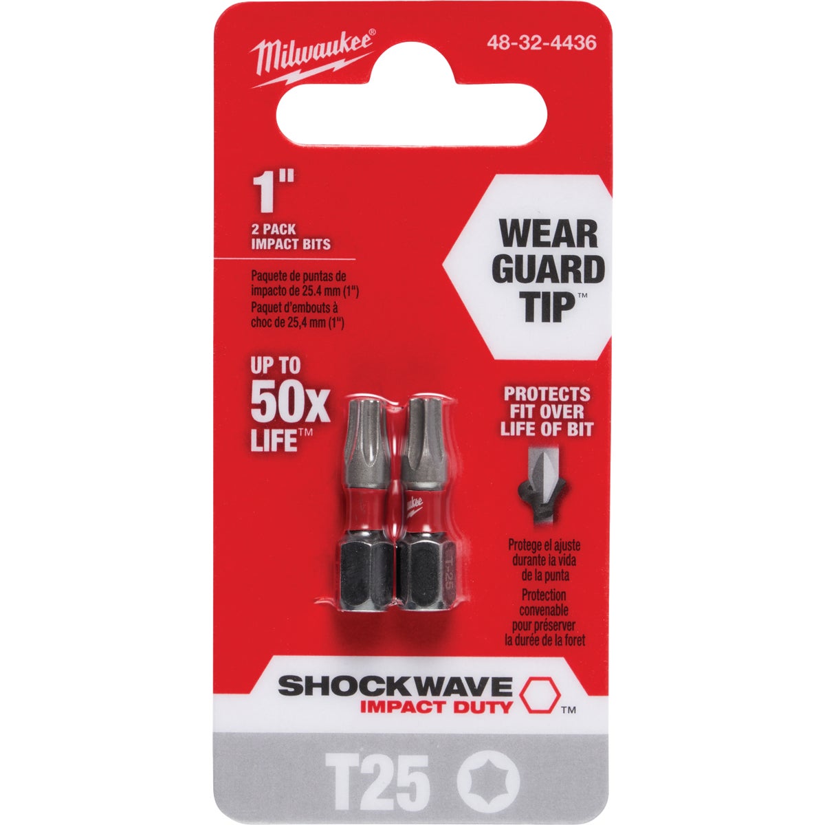 Milwaukee SHOCKWAVE T25 TORX 1 In. Insert Impact Screwdriver Bit (2-Pack) Image 1