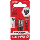 Milwaukee SHOCKWAVE #2 ECX 1 In. Insert Impact Screwdriver Bit (2-Pack) Image 1
